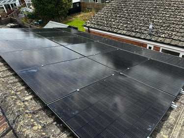 Rooftop solar panels installation in residential area
